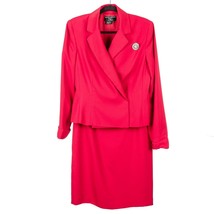 Maggy London Suit Nina Leonard 10 Womens Red Jacket Blazer Pencil Skirt Set - $23.62