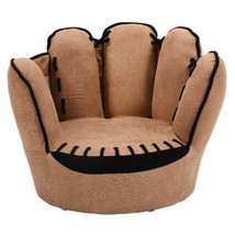 Toddler Lounge Chair Baseball Glove Shaped Kids Leisure Upholstered Sofa Brown - £90.62 GBP