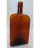 Antique Amber Colored Crutch Rye Whiskey Bottle  - £38.92 GBP