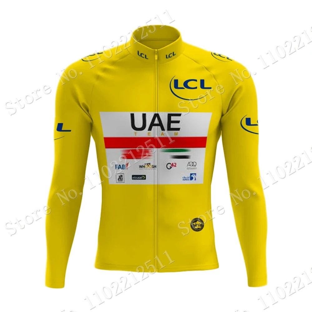 Sporting 2022 Winter UAE Pro Team Cycling  Set Men Long Sleeve Yellow Green TDF  - £27.44 GBP