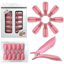 1Pk Bow Ribbon Style Pink Acrylic Nail Soak Off Finger Cap Clips Wrap Tool - £12.78 GBP