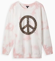 Torrid Tie Dye Leopard Peace Sign Sweatshirt Plus Size 3X - £27.71 GBP