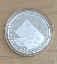 $20 U.S. Constitution Ratification .999 Silver Proof Coin Liberia 2006 w/COA - £29.60 GBP