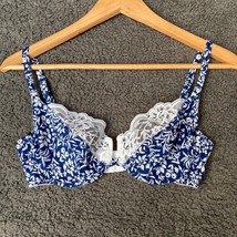 The Lovable Company Push Up Unpadded Underwire Blue Floral Bra 36C VINTAGE - £12.40 GBP