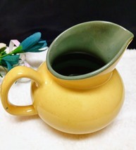 2323 Antique Harkerware Pottery Yellow N Gray Ball Creamer - $9.00