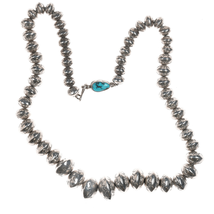 24&quot; Orville Tsinnie 11mm-22mm Navajo pearl necklace with turquoise clasp - $1,252.35