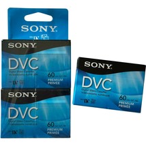 Lot 3 Sony 60 min Mini DV Premium DVC Tape Video Cassette DVM60PRR NEW S... - £19.53 GBP