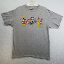 Walt Disney World Unisex Gray T-shirt Sz XL Mickey Goofy Donald Pluto Characters - $18.81