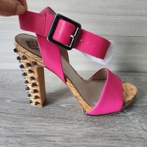 Vince Camuto Altman Studded Block Wood Heels Ankle Hot Barbie Pink Size ... - £52.66 GBP