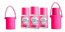 Victoria&#39;s Secret Pink Mini Hand Sanitizer Spray Pack Of 3 + Hot Pink Holder - £18.96 GBP