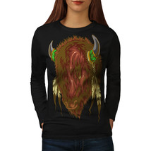 Bull Spirit Tee Native Indian Women Long Sleeve T-shirt - £11.85 GBP