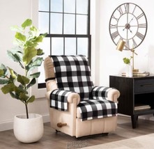 Jeffry Fabrics Franklin Buffalo Check Recliner/Wing Furniture Cover Black White - £37.96 GBP