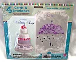 Wedding Cards Handmade Collection 4 Cards and Envelopes Handcrafted New Blank  - £11.69 GBP