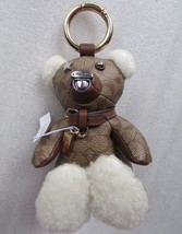 Coach Key fob Ring Bag Charm Signature Coated Canvas Leather Bear Khaki New $148 - £77.55 GBP