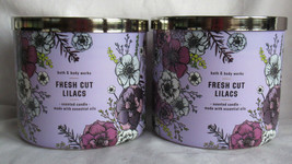 Bath &amp; Body Works 3-wick Scented Candle Lot Set of 2 FRESH CUT LILACS es... - £49.11 GBP