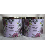 Bath &amp; Body Works 3-wick Scented Candle Lot Set of 2 FRESH CUT LILACS es... - £50.16 GBP
