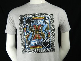 King of Spades Playing Cards Graphic Print Gray Cotton Short Sleeve T Sh... - £17.08 GBP