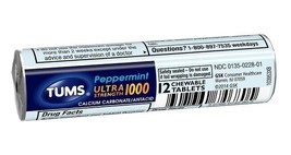 6x Rolls Tums Ultra Strength 1000 Peppermint Antacid Tablets | 12 Per Roll - $16.76