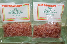 4mm ROUND BEADS THE BEADERY PLASTIC BONE 2 PACKAGES 1,160 COUNT - $3.99