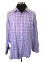 Joseph Abboud Shirt Men&#39;s Size X-Large Button Front Lavender Plaid Long Sleeves - £14.71 GBP