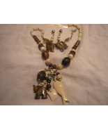 1 set Handcrafted African style Necklace &amp; Earrings Wood, Ceramic Wholes... - £33.18 GBP