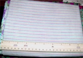 Beige Grey &amp; Red NARROW STRIPE Cotton Quilting Fabric 2 yds x 45 in wide - £9.36 GBP