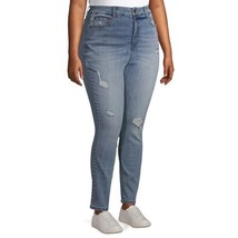 Terra &amp; Sky Women&#39;s Plus Size High Rise Destructed Jeggings Skinny Jeans - $9.73