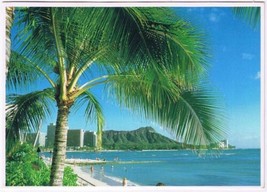 Postcard Diamond Head Sand Surf Of Waikiki Hawaii View From Halekulani Hotel - £2.36 GBP