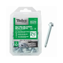 Sheet Metal Screws #14 x 2-1/2&quot; Coarse Thread Hex 30-ct - Teks 21356 - $13.85