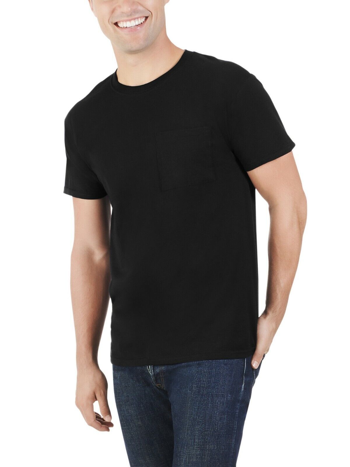 Fruit Of The Loom Men&#39;s Platinum Short Sleeve Pocket T Shirt SMALL black... - $11.64