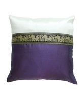 purple Cushion Pillow Case Elephant 40x40cm/15.5x15.5in Thai Silk Bed Sofa  - $8.99