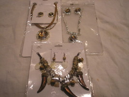  Wholesale LOT Of 3 NEW African style Necklace and Earrings NEW - £44.10 GBP