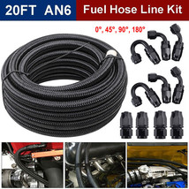 6AN AN6 Nylon Braided PTFE Fuel Line 20ft Oil/Gas/Fuel Hose Fittings Kit... - £69.19 GBP