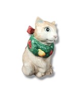 Vintage Fitz &amp; Floyd Christmas Salt Shaker Cat Kitten Wreath Red Bow 198... - £9.30 GBP