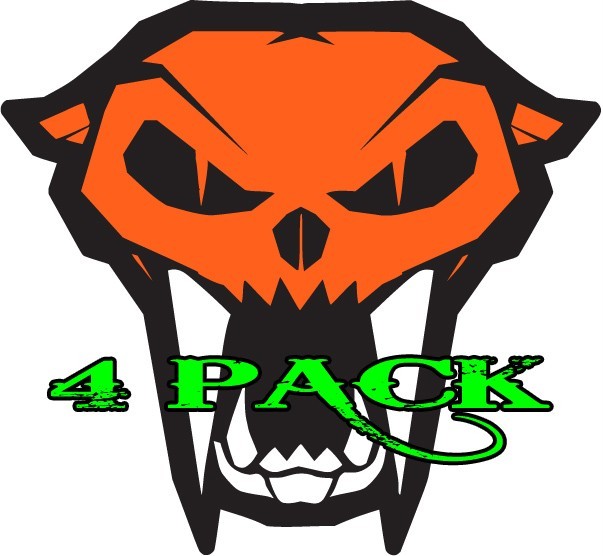 Arctic Cat Skull Decal Sticker Brite Orange 4 PACK Sled ATV Truck Window Trailer
