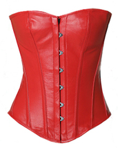 Overbust Bustier Full Steel Boned Spiral Victorian Gothic Red Leather Corset - £43.14 GBP+