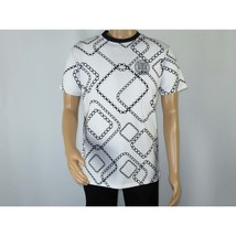 Mens PLATINI Sports Shirt With Rhine Stones Medallion Chain STT7794 White Black image 2
