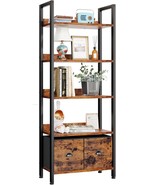 Furologee 5-Tier Bookshelf, Tall Bookcase With Two Drawers For, Rustic B... - €88,63 EUR