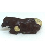 Vintage Jonh Hill &amp; Co Painted Lead Cow, Brown with White Spots, Lying Down - $144.26 MXN