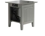 Atlantic Furniture Nantucket End Table with Charging Station, Grey, 20&quot; ... - $205.99