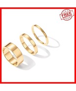 Elegant Gold Stacking Ring Set - 18K Plated Minimalist Design for Women - $44.06 CAD