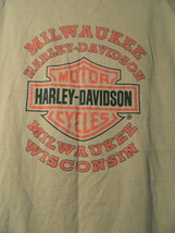 Harley Davidson Motorcycle Milwaukee Wisconsin Graphic Print T Shirt Bei... - $24.74