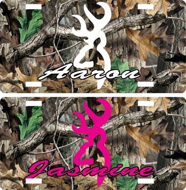 Custom Browning Buck Personalized Free Camo License Plate Hunting Auto Tag