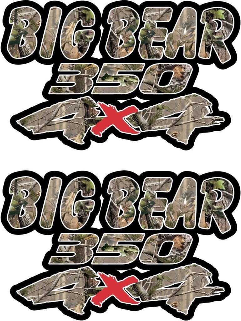 Big Bear 350 4x4 Camo Decals Gas Tank Fender Stickers ATV Yamaha Fender Plastic