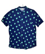 Pokemon Bulbasaur Navy/Teal Graphic Print Casual Button Down Shirt mens ... - $31.99 CAD