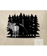 15in W Lodge Theme Forest Wall Clock - Lone Moose - $104.00