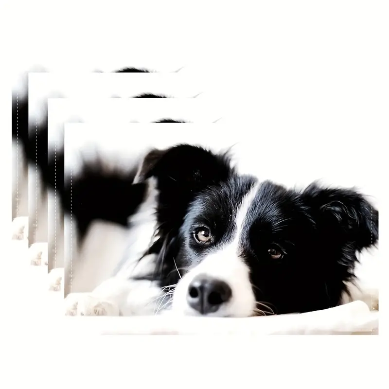 Border Collie Place Mats Set of 4, Linen - €10,42 EUR
