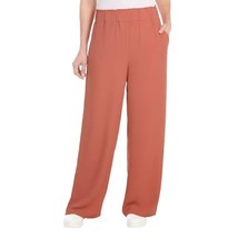 Hilary Radley Women&#39;s Wide Leg Crinkle Pants With Elasticwaistband (Red, L) - $24.98
