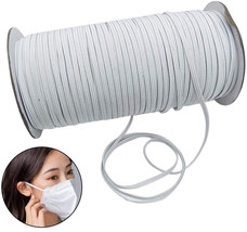 Flat Braided Elastic Band Roll 1/8&quot; (3mm) width 200 Yards Roll-White - £12.61 GBP