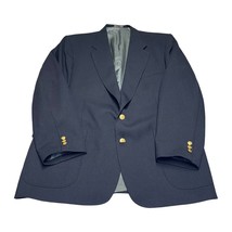 Stafford Blazer Jacket Men&#39;s Navy Blue Polyester Single Breasted Notch Lapel - £32.47 GBP